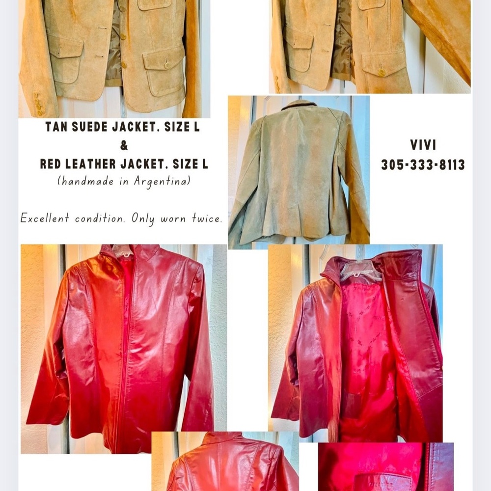 Tan Suede Jacket and Red Leather Jacket